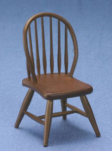 Dollhouse Miniature Windsor Side Chair, Walnut